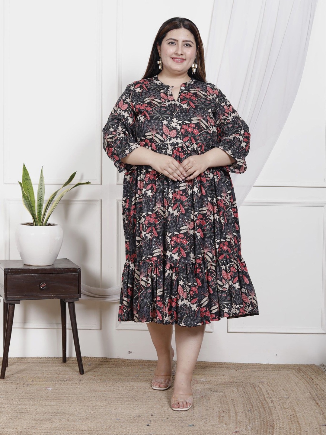 

Swasti Ethnic Motifs Print Fit & Flare Maxi Dress, Purple