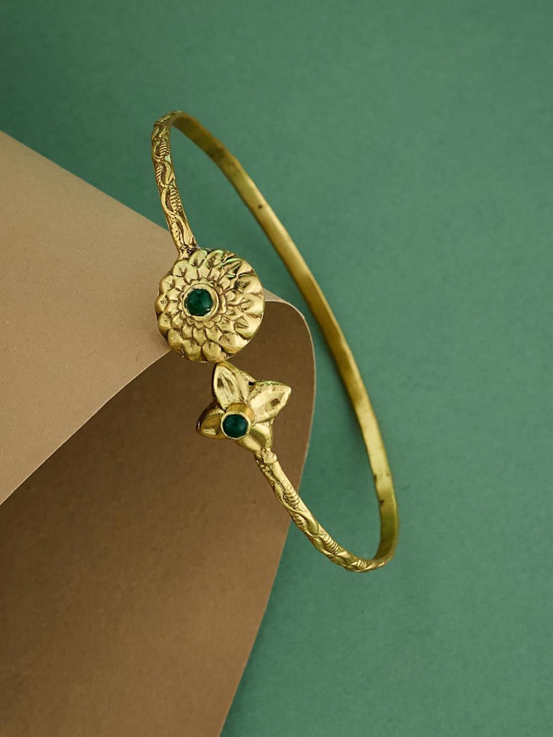 

Fabindia Sterling Silver Stone-Studded Bangle, Gold
