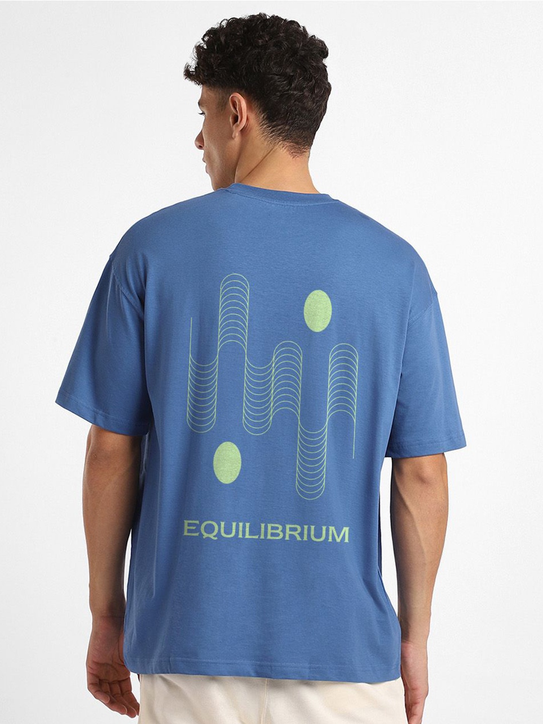 

NOBERO Men Oversized Graphic Printed T-shirt, Blue