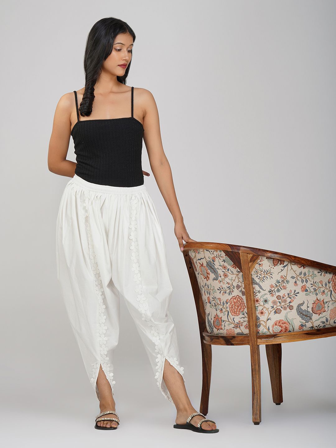 

Charitra Cotton Mid-Rise Dhoti Pant, Off white