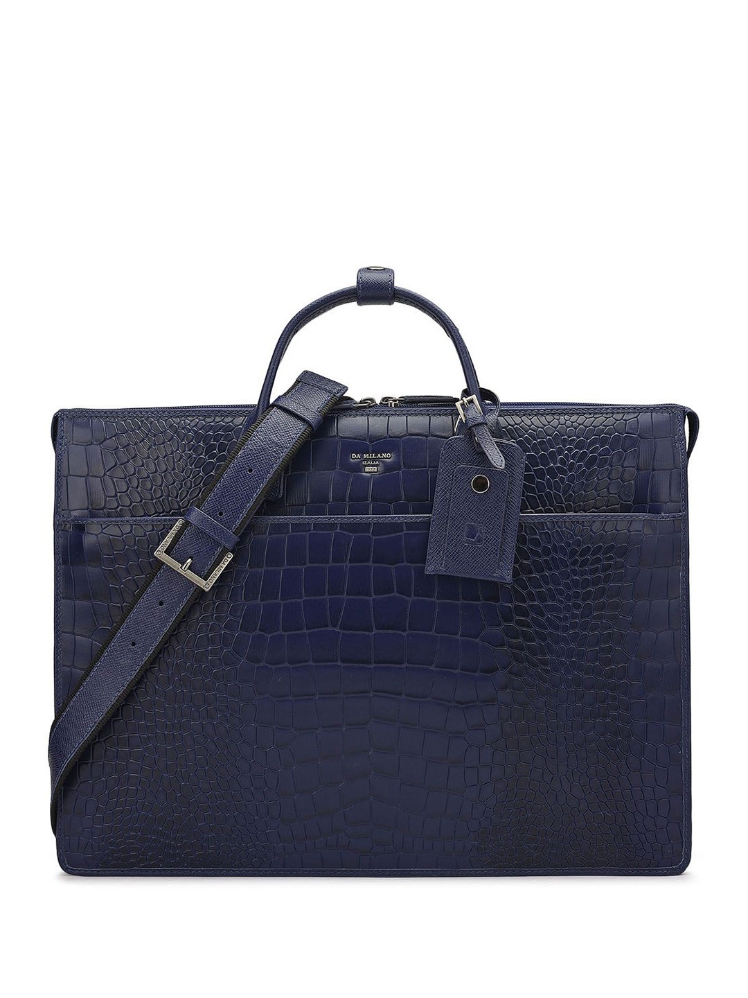 

Da Milano Men Textured Leather Laptop Bag, Blue