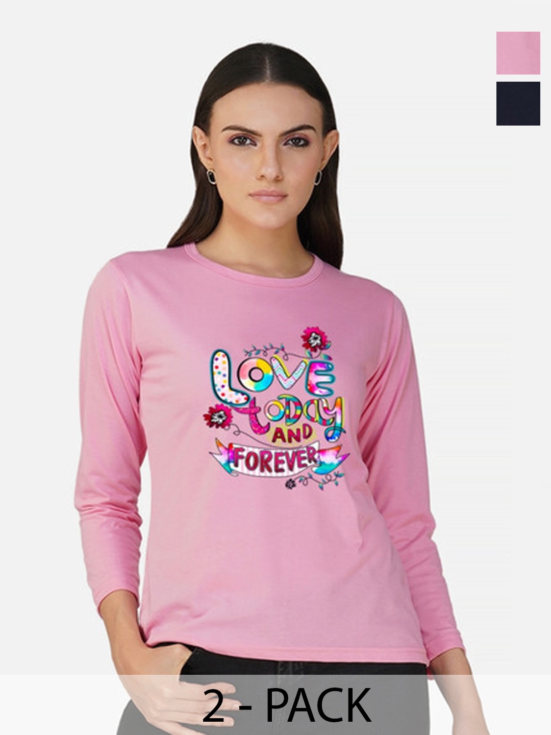 

Metronaut Women 2 Printed Bio Finish T-shirt, Pink