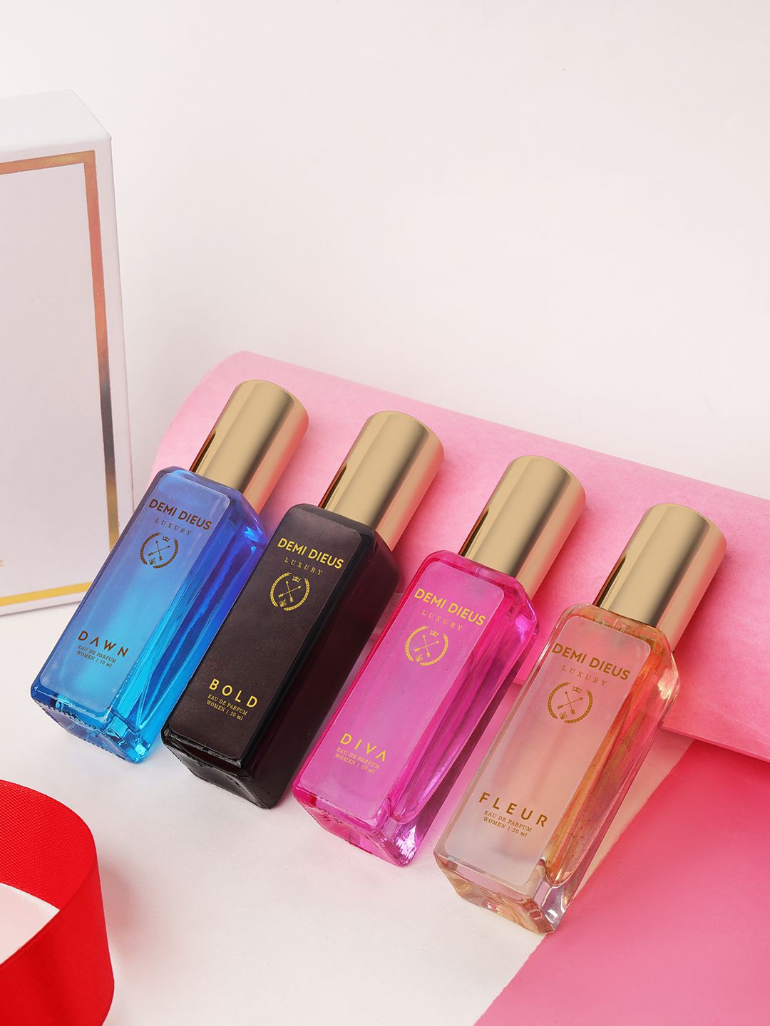 

DEMI DIEUS Luxury Set Of 4 Long Lasting Perfume Gift Set - 20 ml Each, Pink