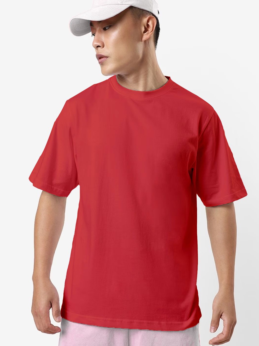 

Crazymonk Men Drop-Shoulder Sleeves Pockets T-shirt, Red