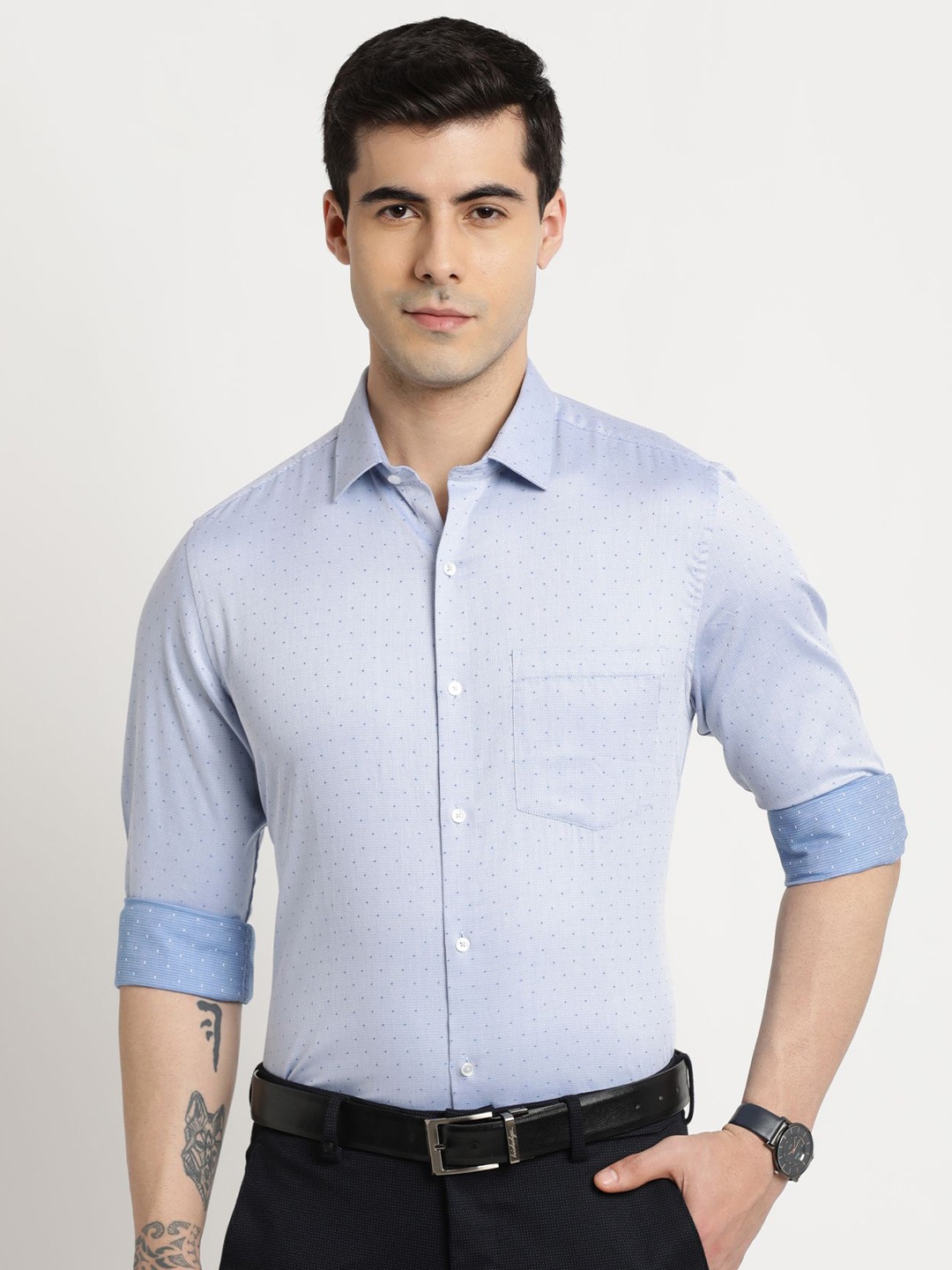 

Turtle Men Standard Slim Fit Opaque Formal Shirt, Blue