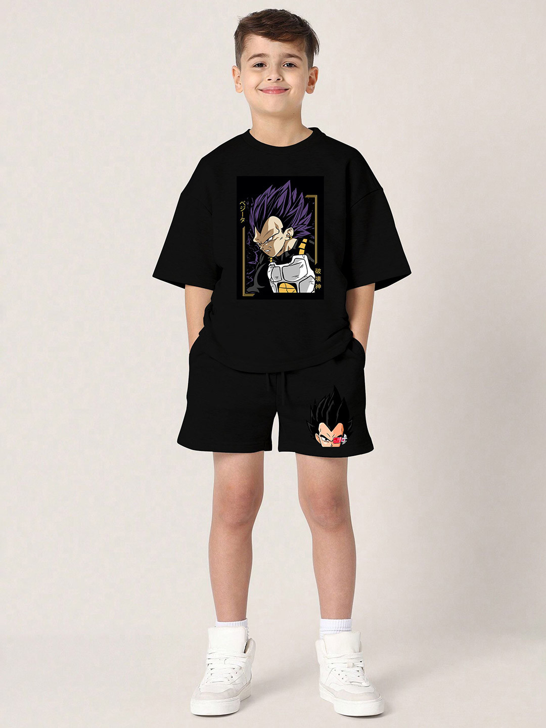 

BAESD Boys Printed T-shirt with Shorts, Black