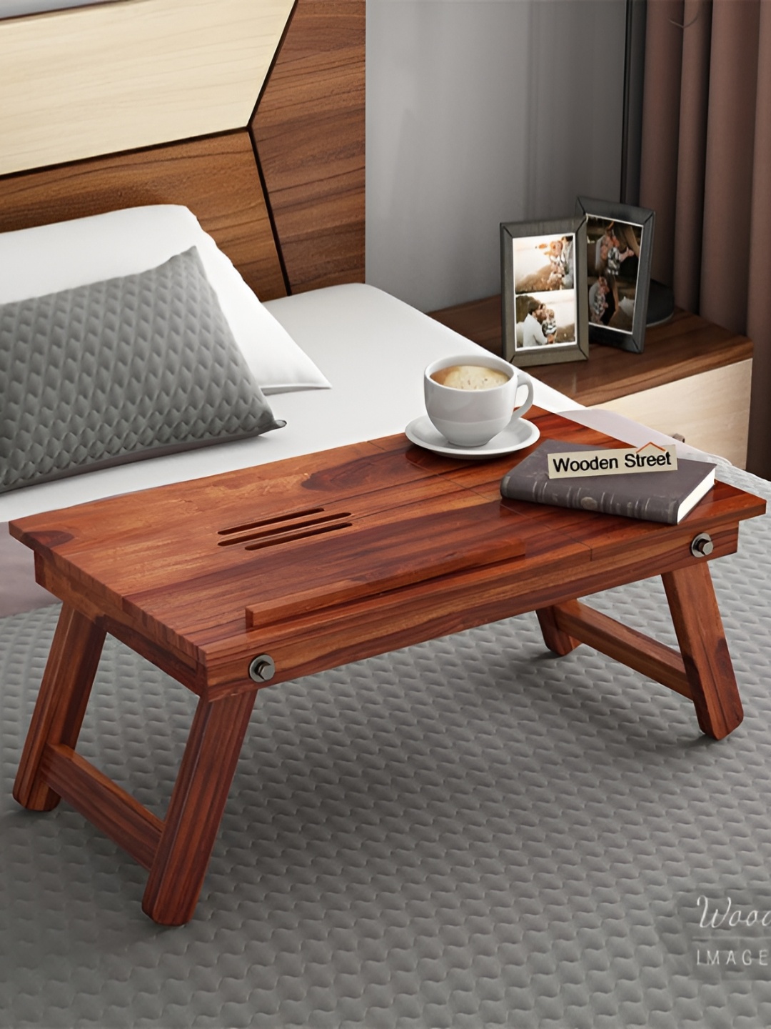 

WOODEN STREET Brown Wooden Foldable Portable Laptop Table