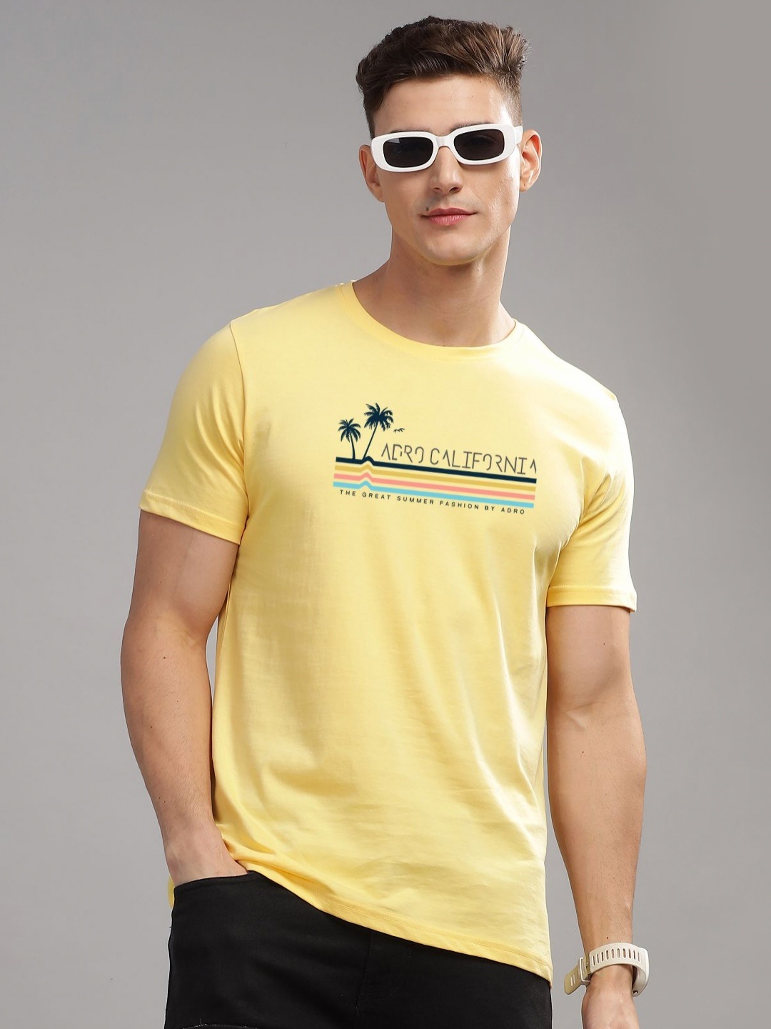 

ADRO Men Printed T-shirt, Yellow