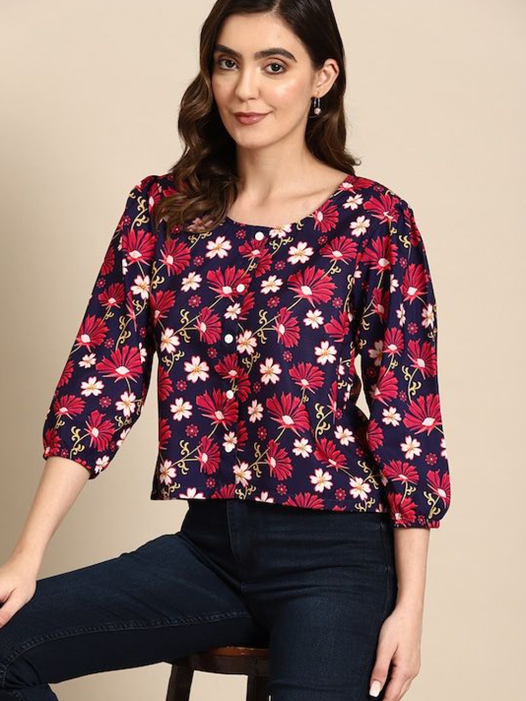 

DressBerry Women Floral Opaque Printed Casual Shirt, Blue