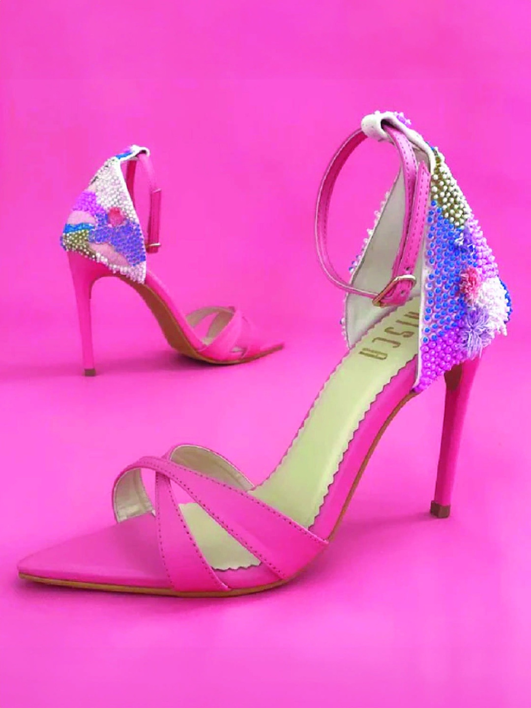 

House of Prisca Embellished Party Stiletto Sandals, Pink