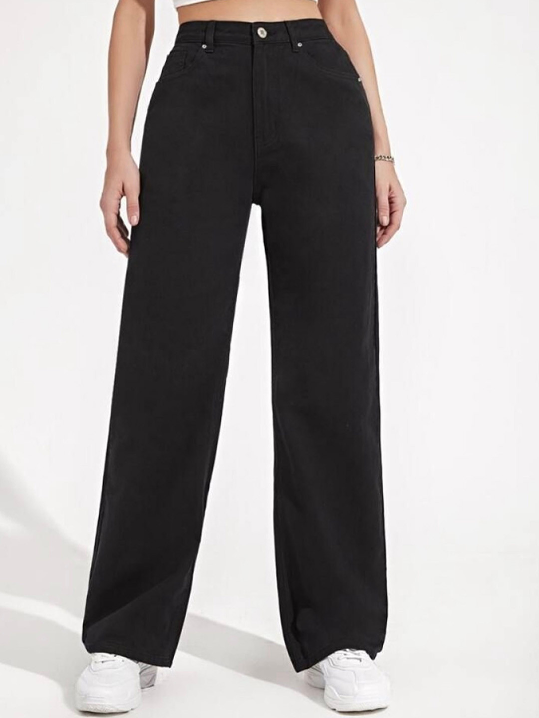 

BAESD Women Comfort Wide Leg Light Fade Stretchable Jeans, Black