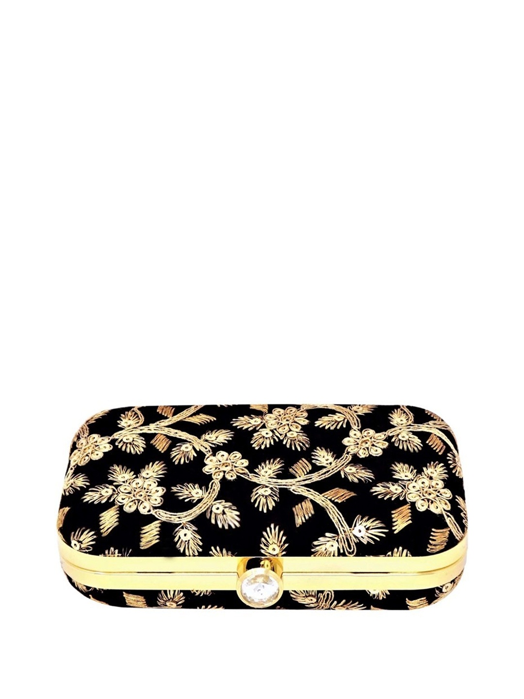 

Rapid Costore Embroidered Box Clutch, Black