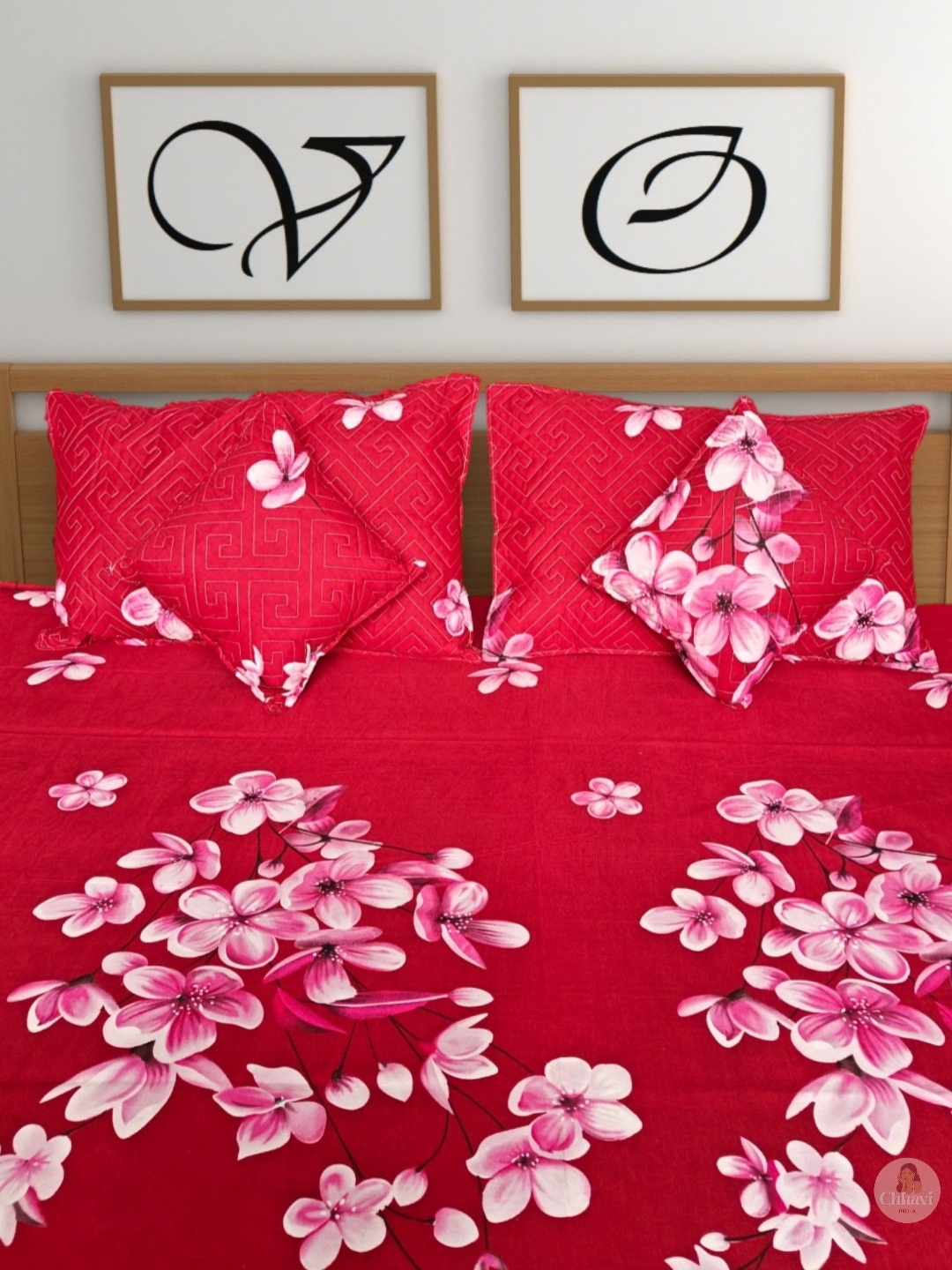 

CG HOMES Red & Pink Floral 180 TC Queen Bedsheet with 2 Pillow Covers