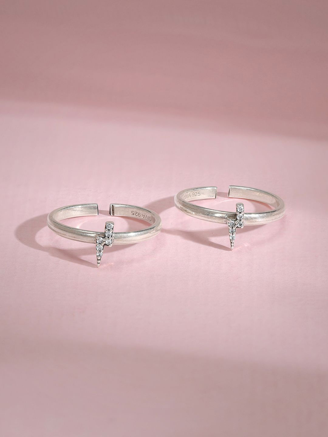 

GIVA Rhodium-Plated Toe Rings, Silver