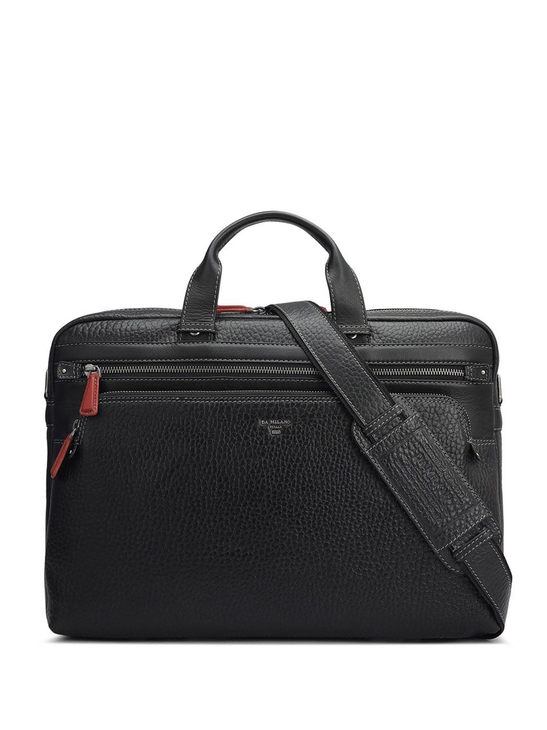 

Da Milano Men Leather Laptop Bag, Black