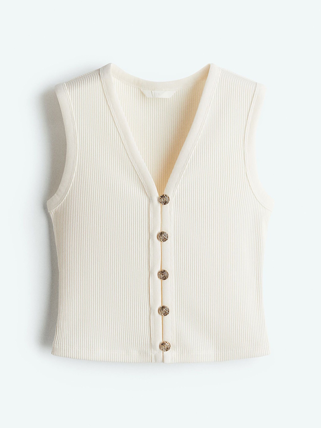 

H&M Button-Front Sweater Vest, White