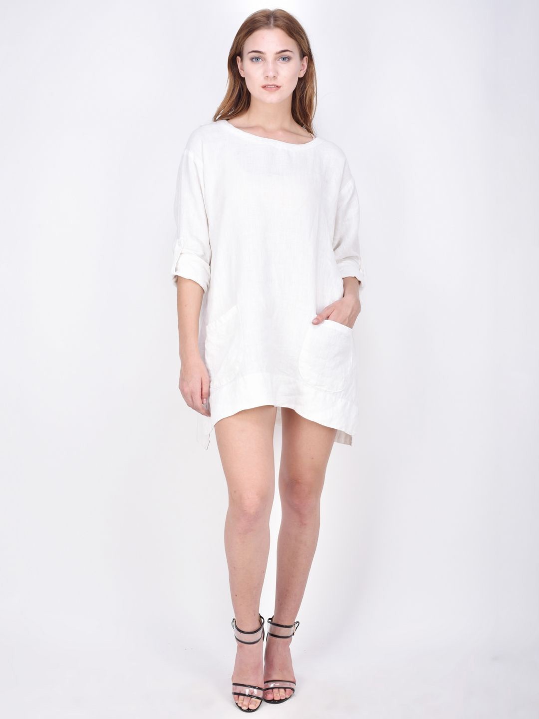 

ECO LEAS BY SHIPRA Linen Dress, White