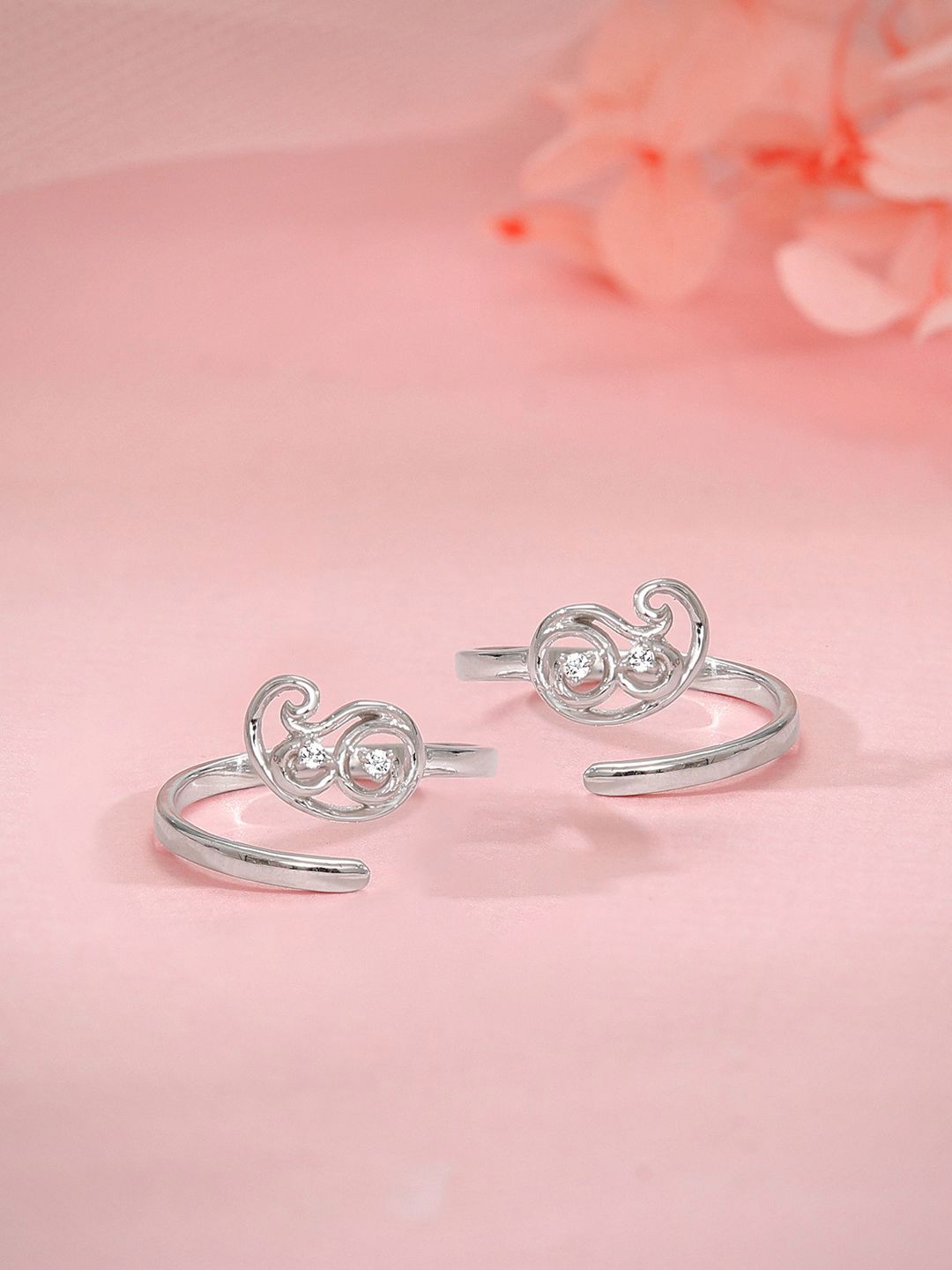 

GIVA Rhodium-Plated Toe Rings, Silver
