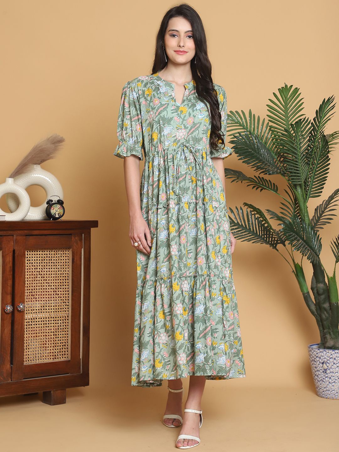 

Aawari Floral Print A-Line Maxi Dress, Green