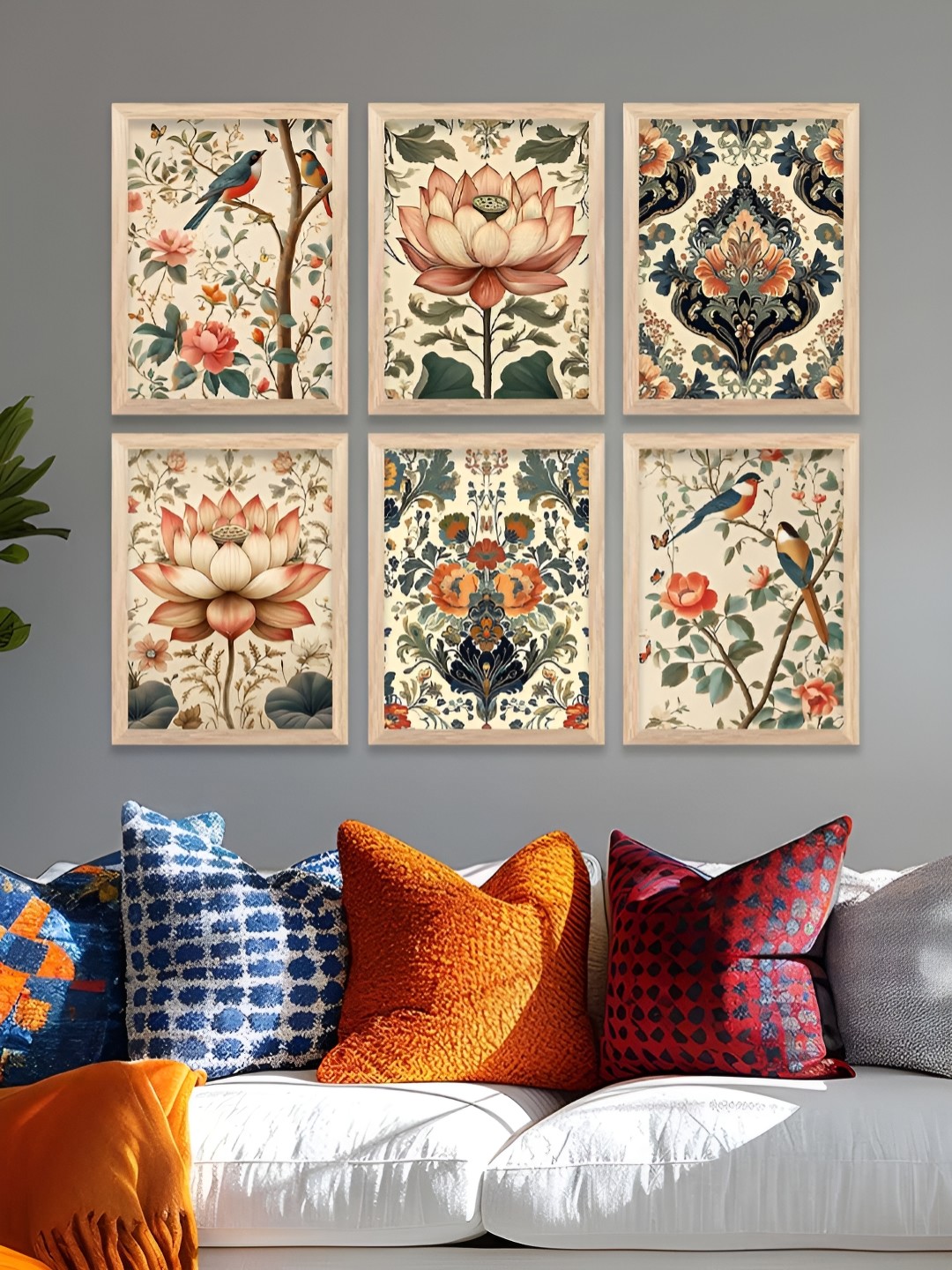 

Kotart Brown & Cream-Coloured 6 and more Piece Wood Other Wall Paintings