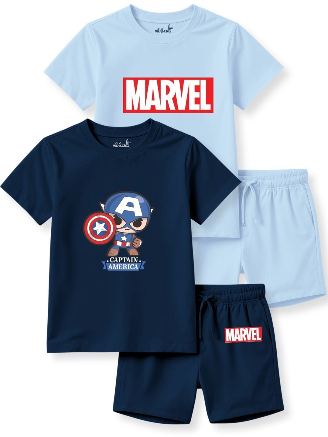 

Minicult Unisex Kids T-shirt and Shirt with Pyjamas, Blue