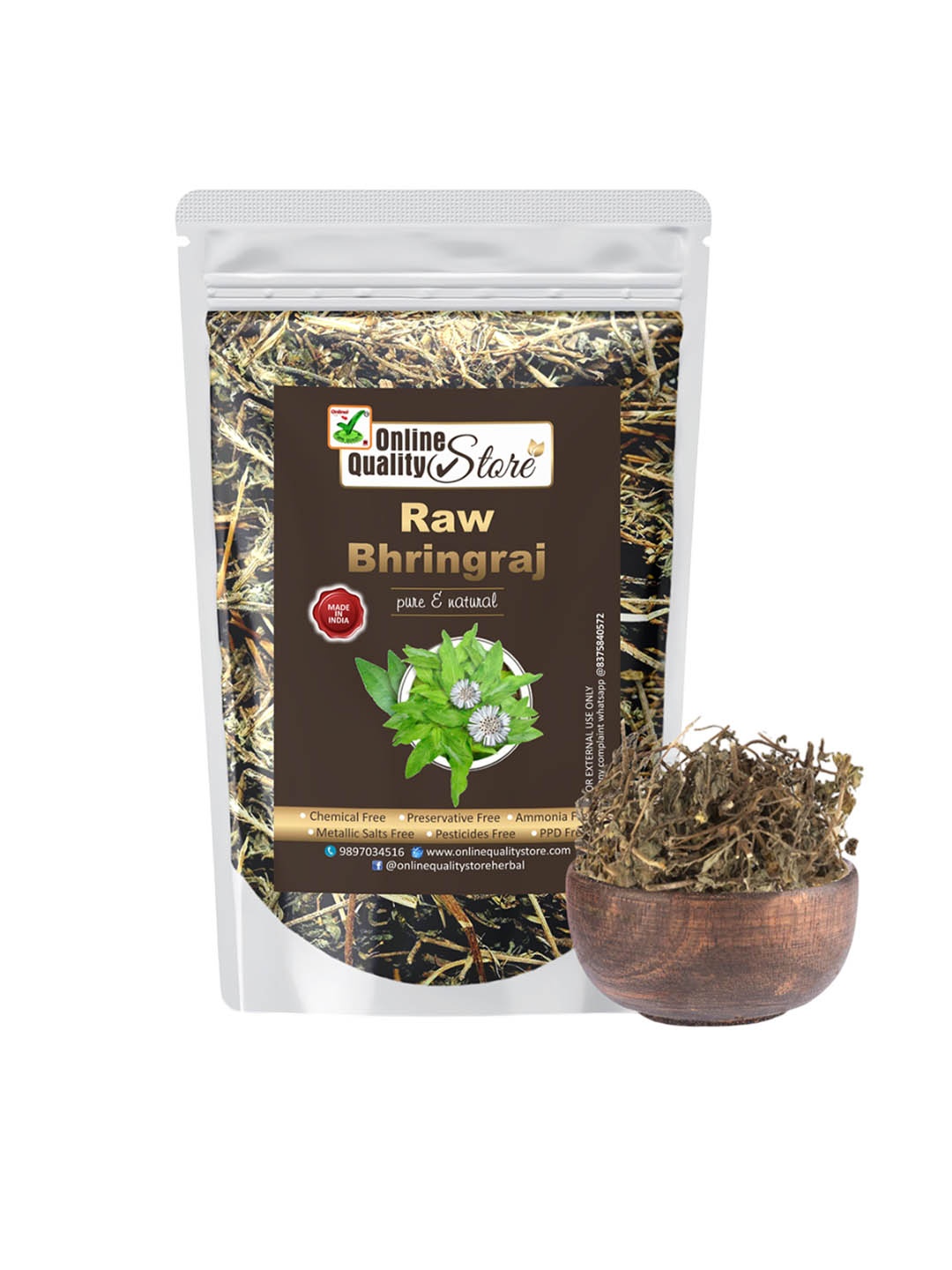 

Online Quality Store Raw Bringaraj Dry Leaves - 200g, Green