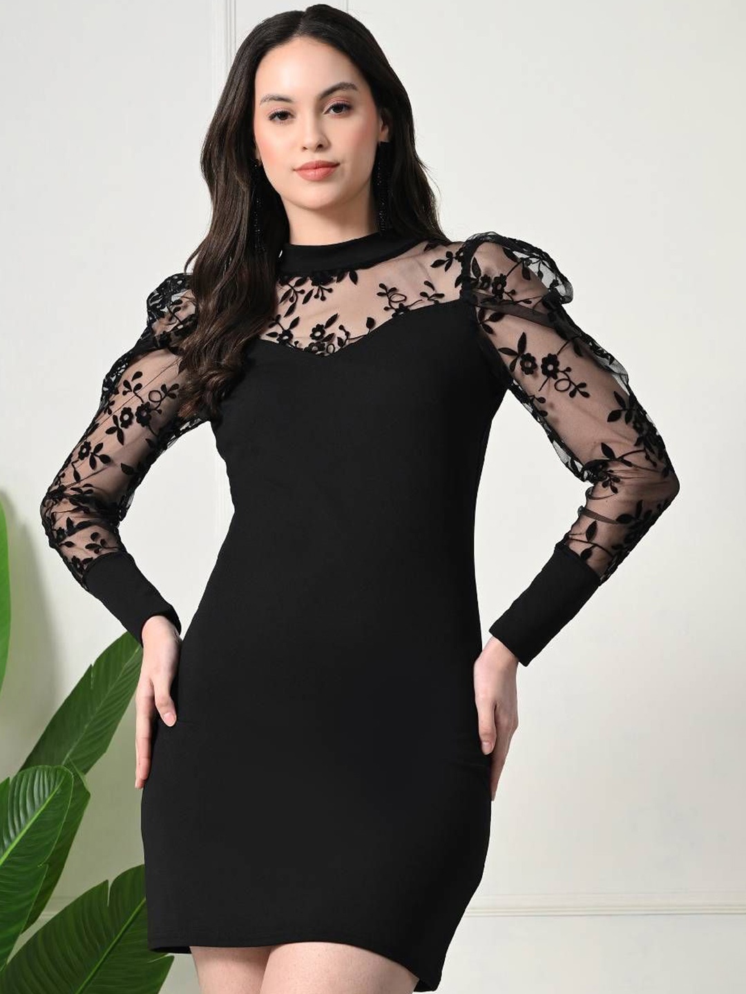 

BAESD Floral Bodycon Dress, Black