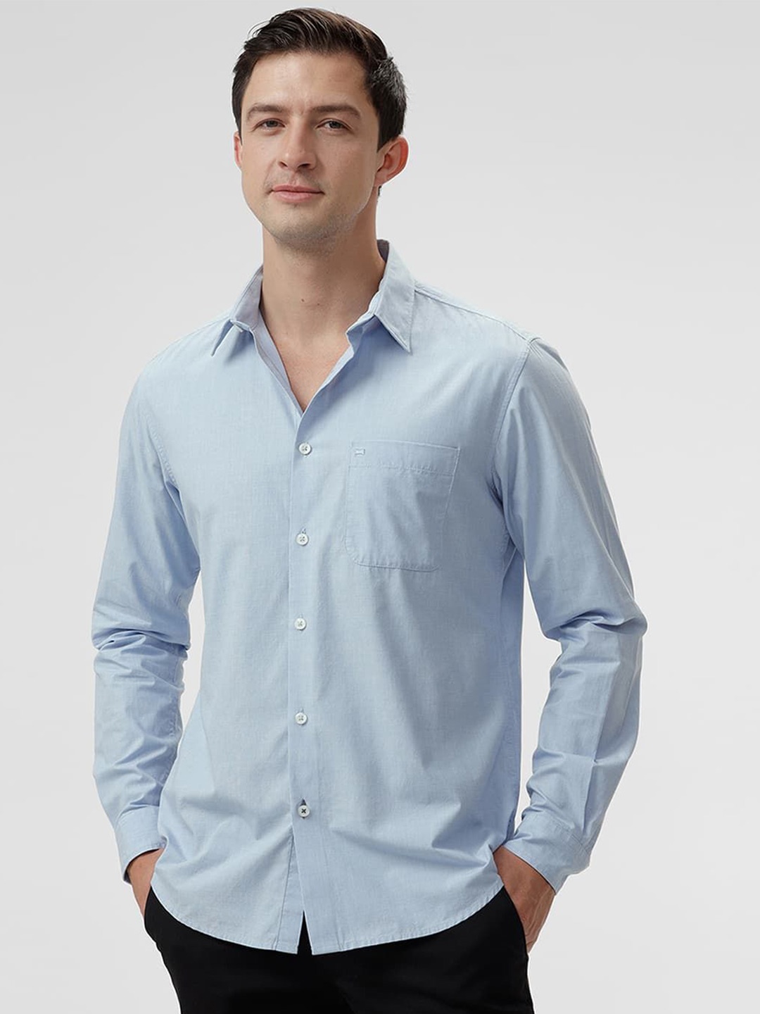 

Basics Men Slim Fit Opaque Casual Shirt, Blue