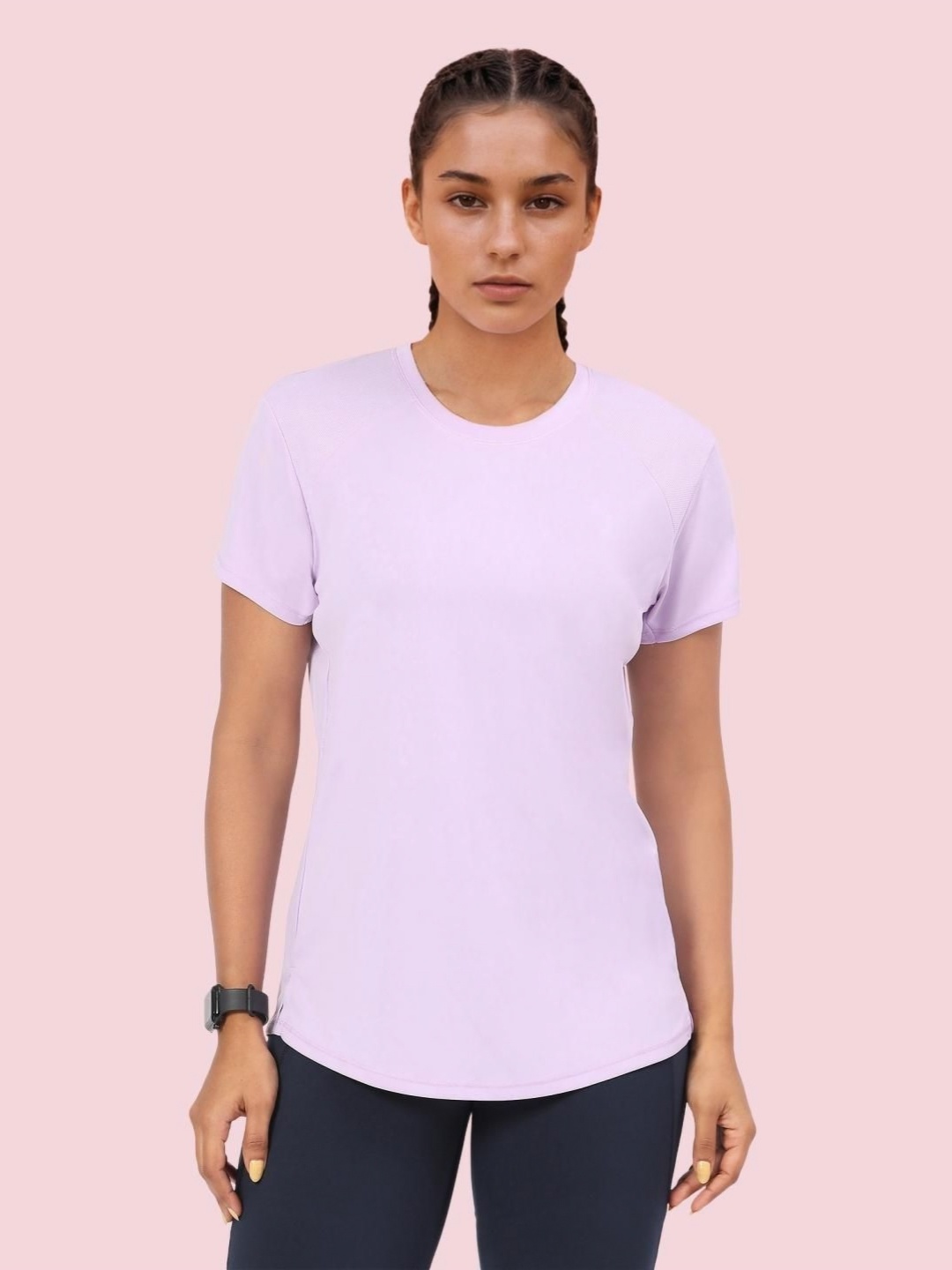 

Enamor Women Antimicrobial Applique T-shirt, Violet
