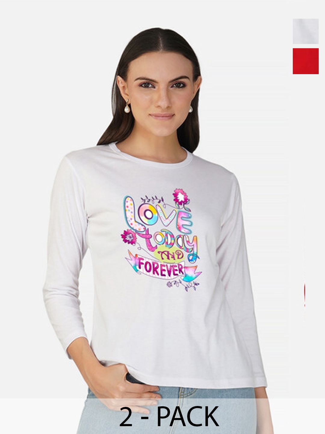 

Metronaut Women 2 Printed Bio Finish Applique T-shirt, White