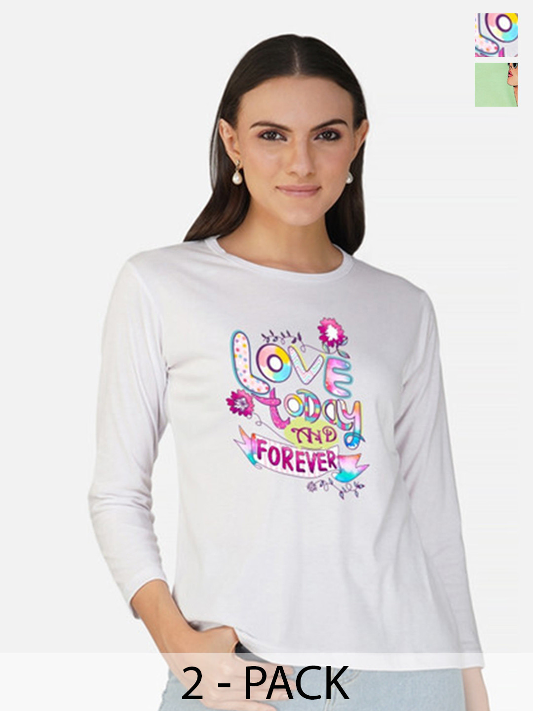 

Metronaut Women 2 Printed Bio Finish Applique T-shirt, White