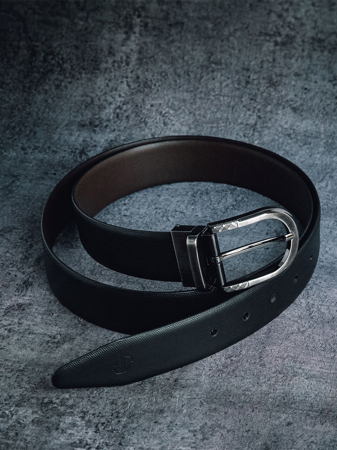 

James Aston James Aston Mini Hexgono - Men Spanish Leather Reversible Belt 35 mm, Black