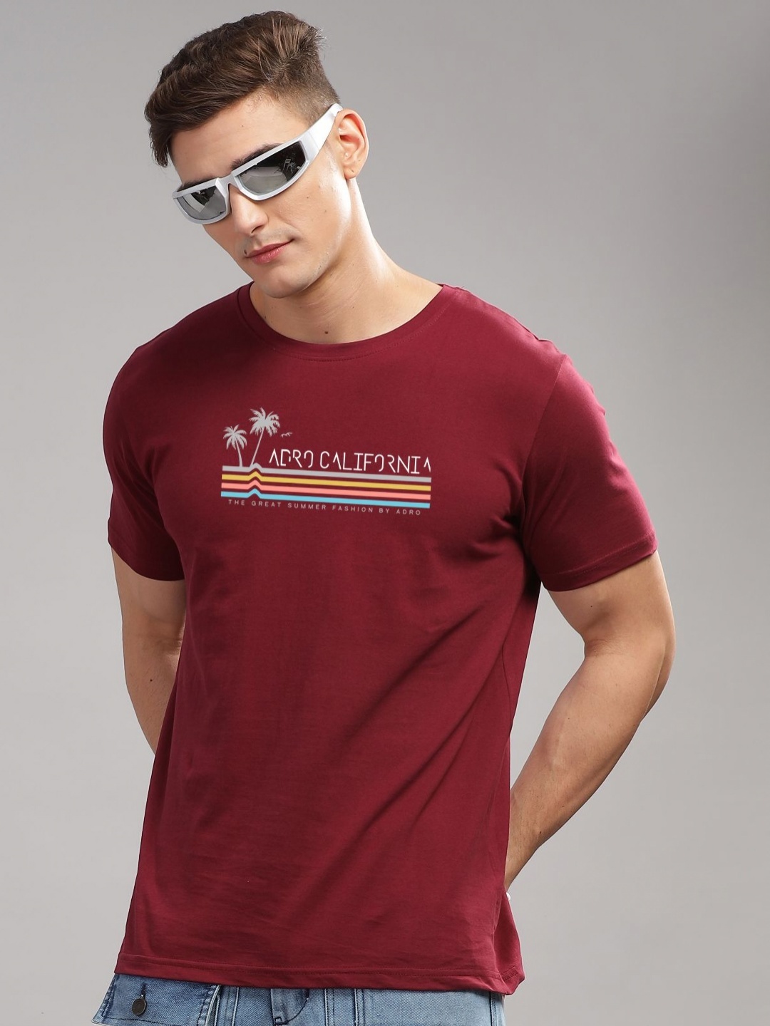 

ADRO Men Printed T-shirt, Maroon