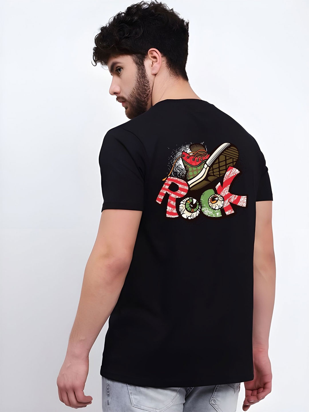 

THE BEETEL HOUSE Men Drop-Shoulder Sleeves T-shirt, Black