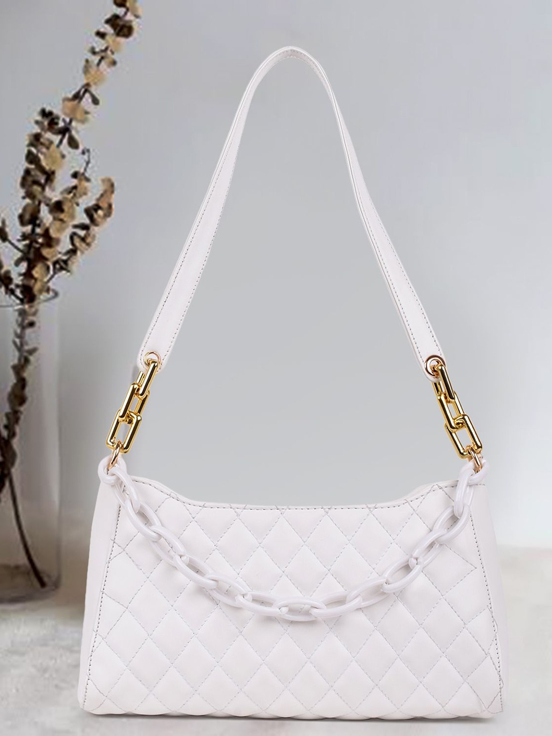

FOMMIL Shopper Sling Bag with Quilted, White