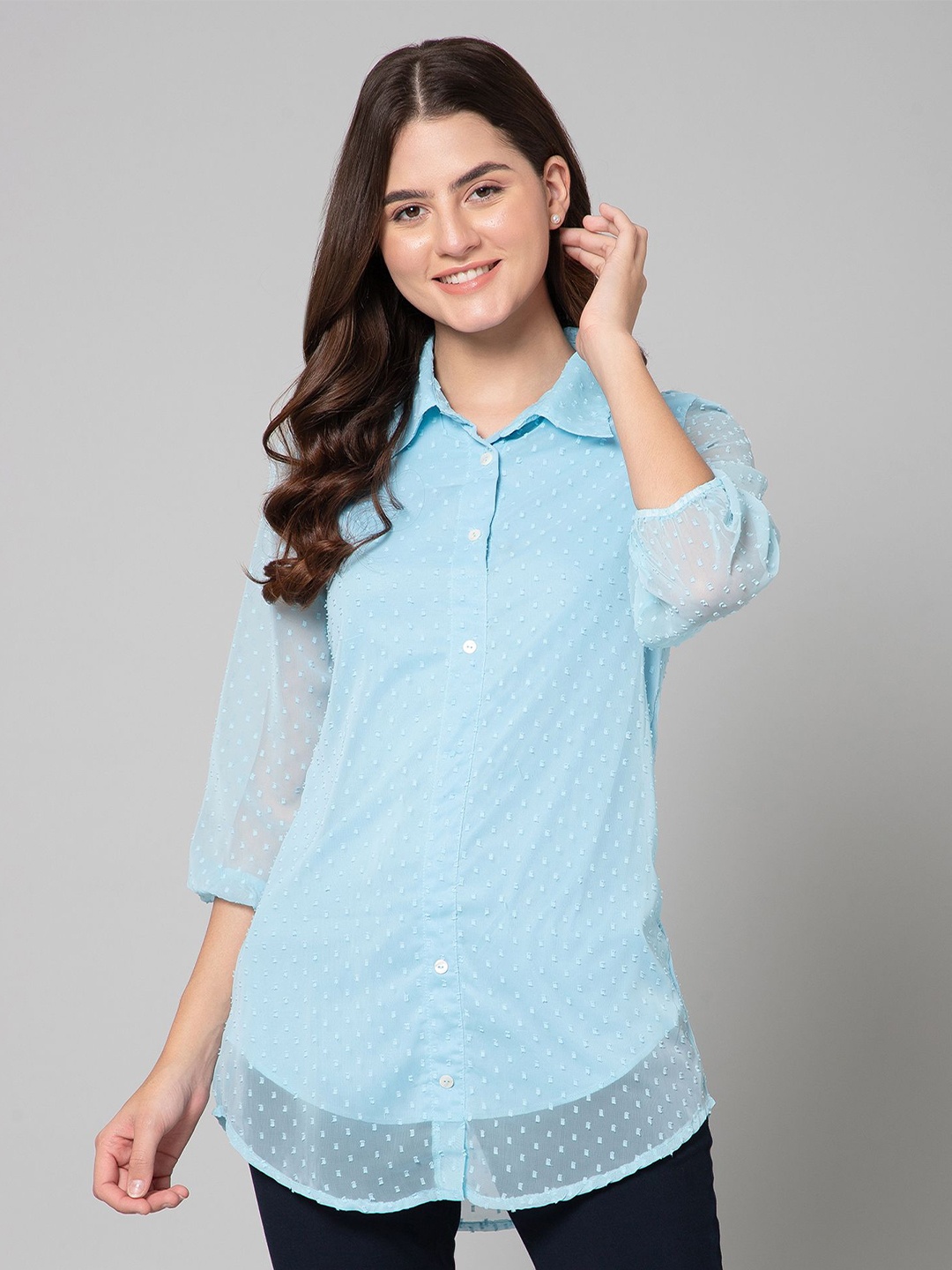 

Moda Rapido Shirt Collar Tunic, Blue