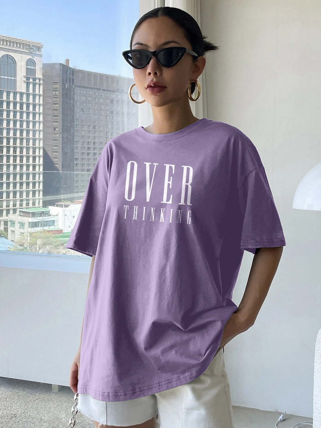 

TOGS & TERRE Women Typography Printed Organic Cotton T-shirt, Lavender