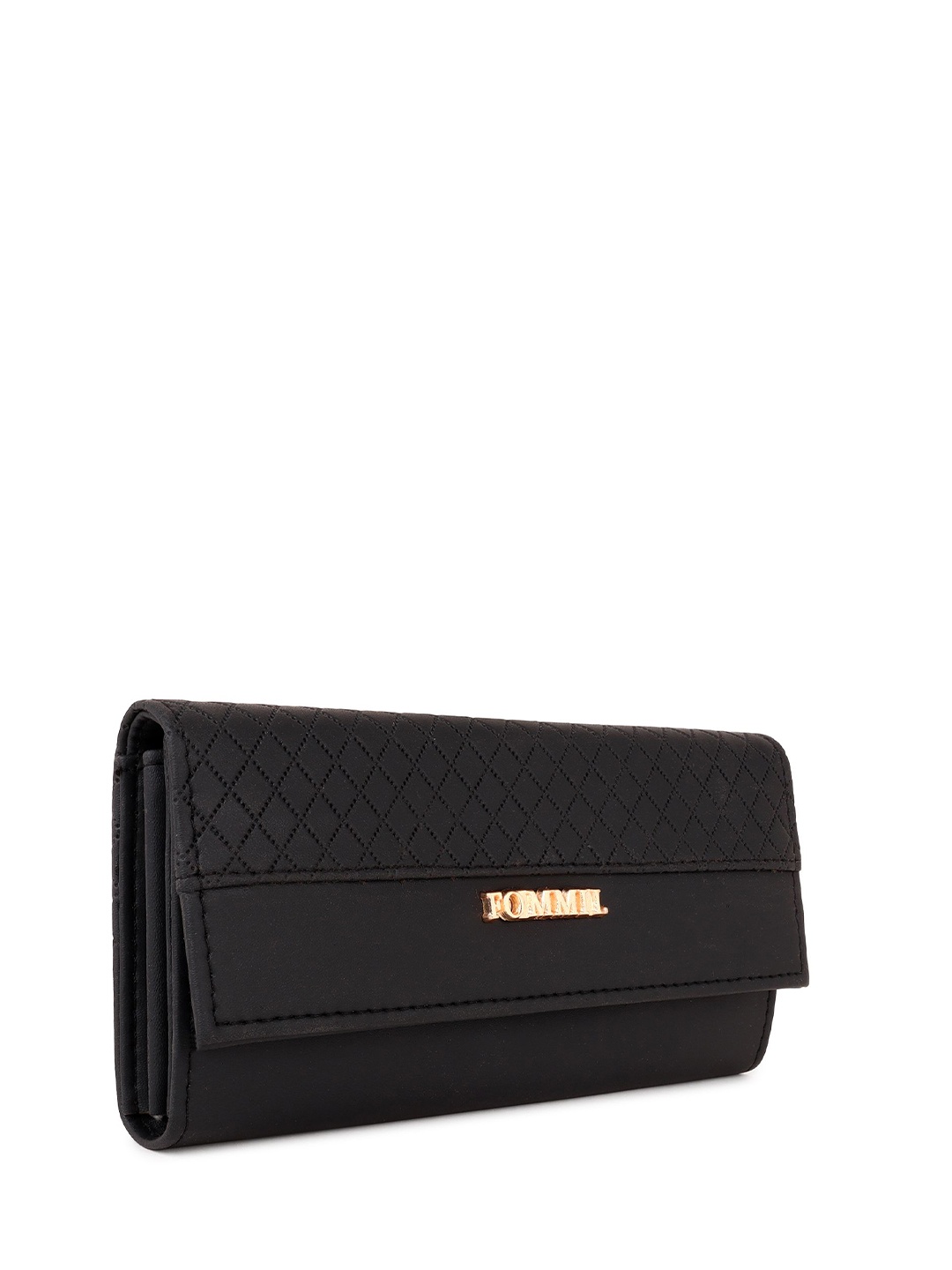 

FOMMIL Self-Design Three Fold Wallet, Black