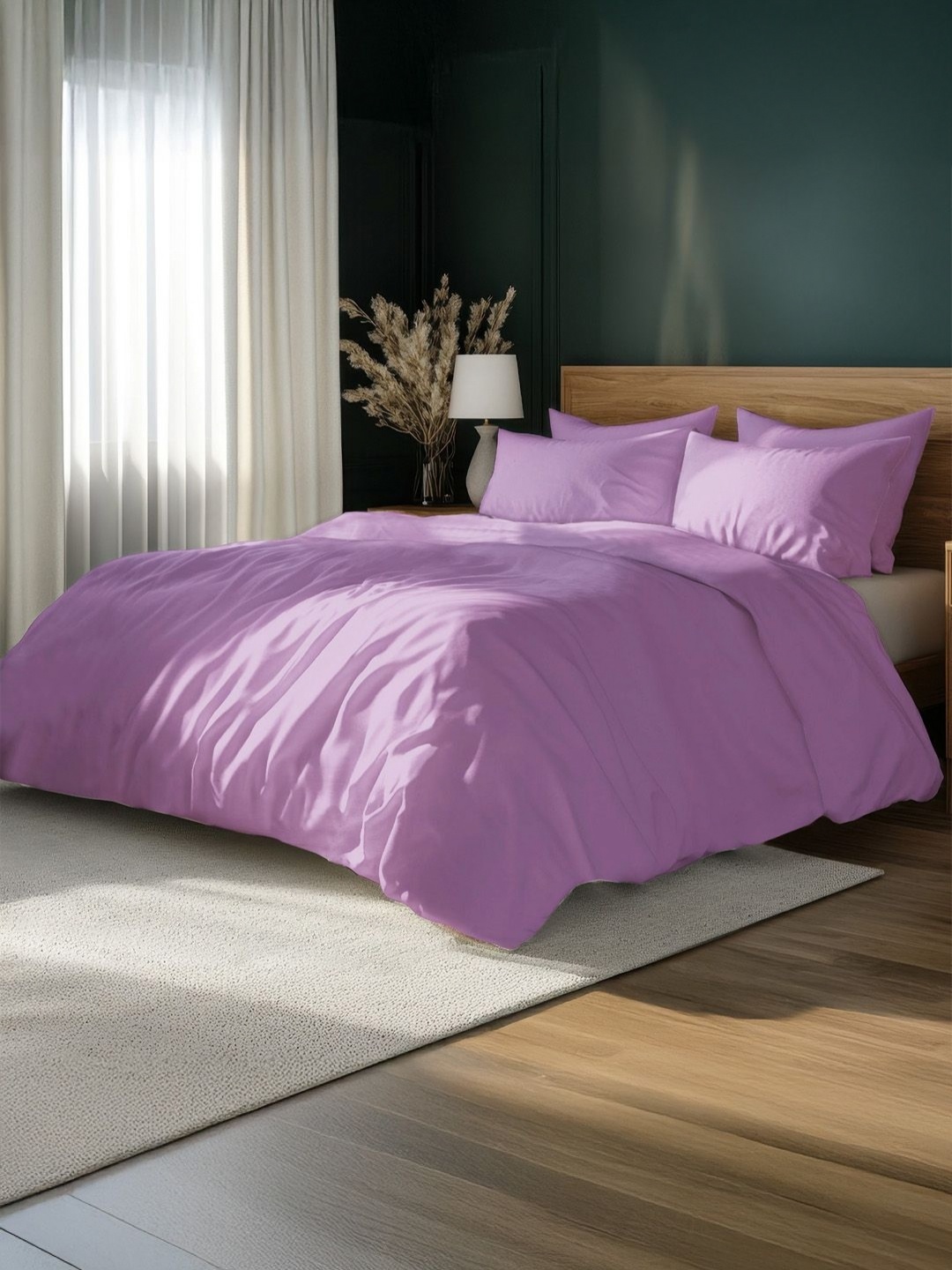 

LANE LINEN Lavender 400 TC King Bedsheet with 2 Pillow Covers