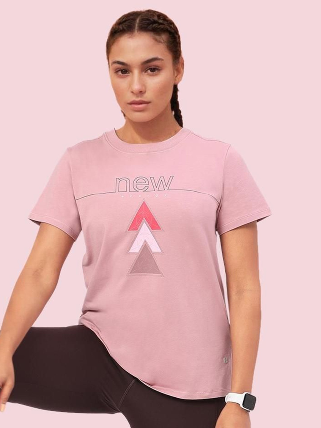 

Enamor Women Printed Antimicrobial Pockets T-shirt, Pink