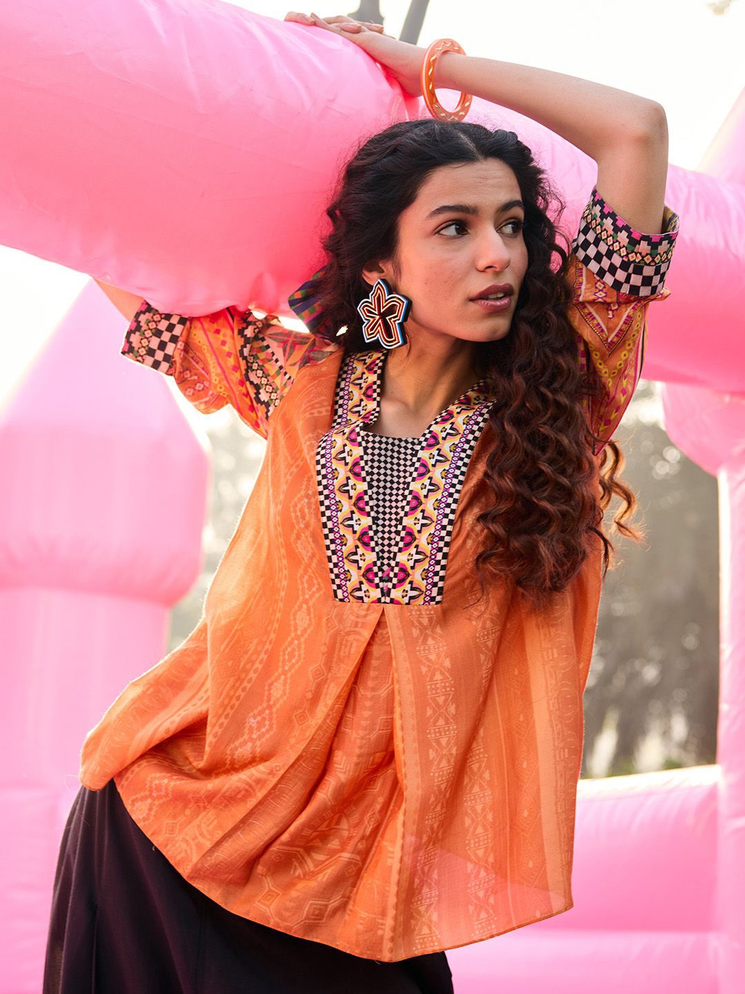 

SAUNDH Georgette Top, Orange