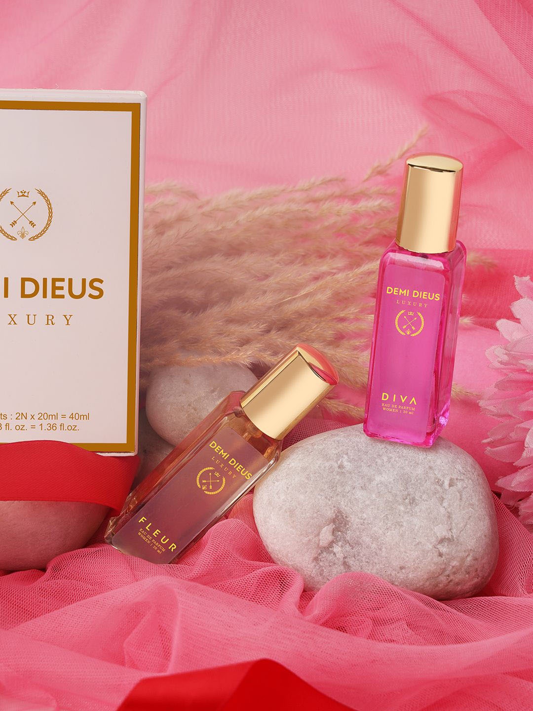 

DEMI DIEUS Luxury Set Of 2 Long Lasting Perfume Gift Set - 20 ml Each, Pink