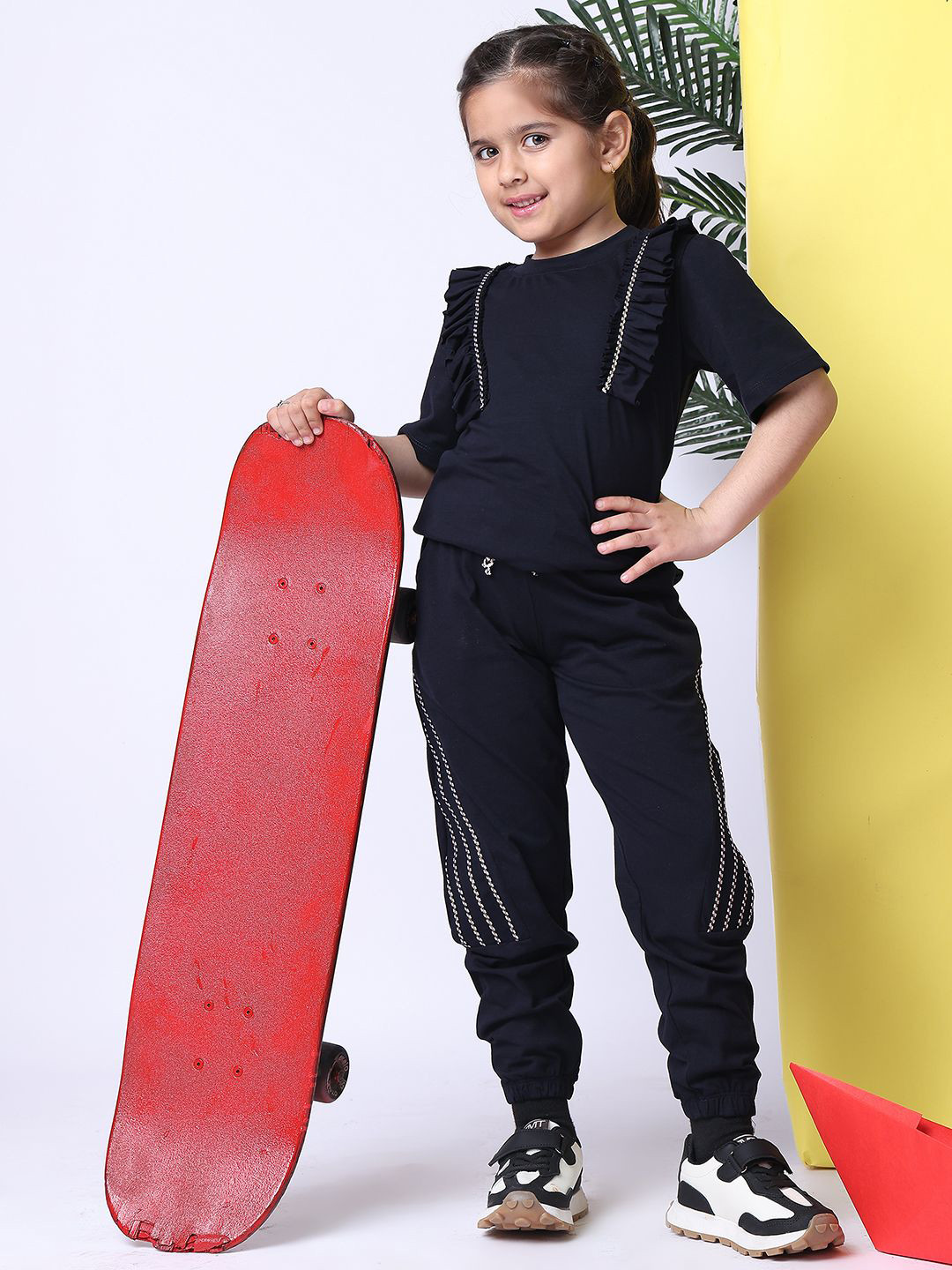 

Baawri Girls Top with Trousers, Navy blue