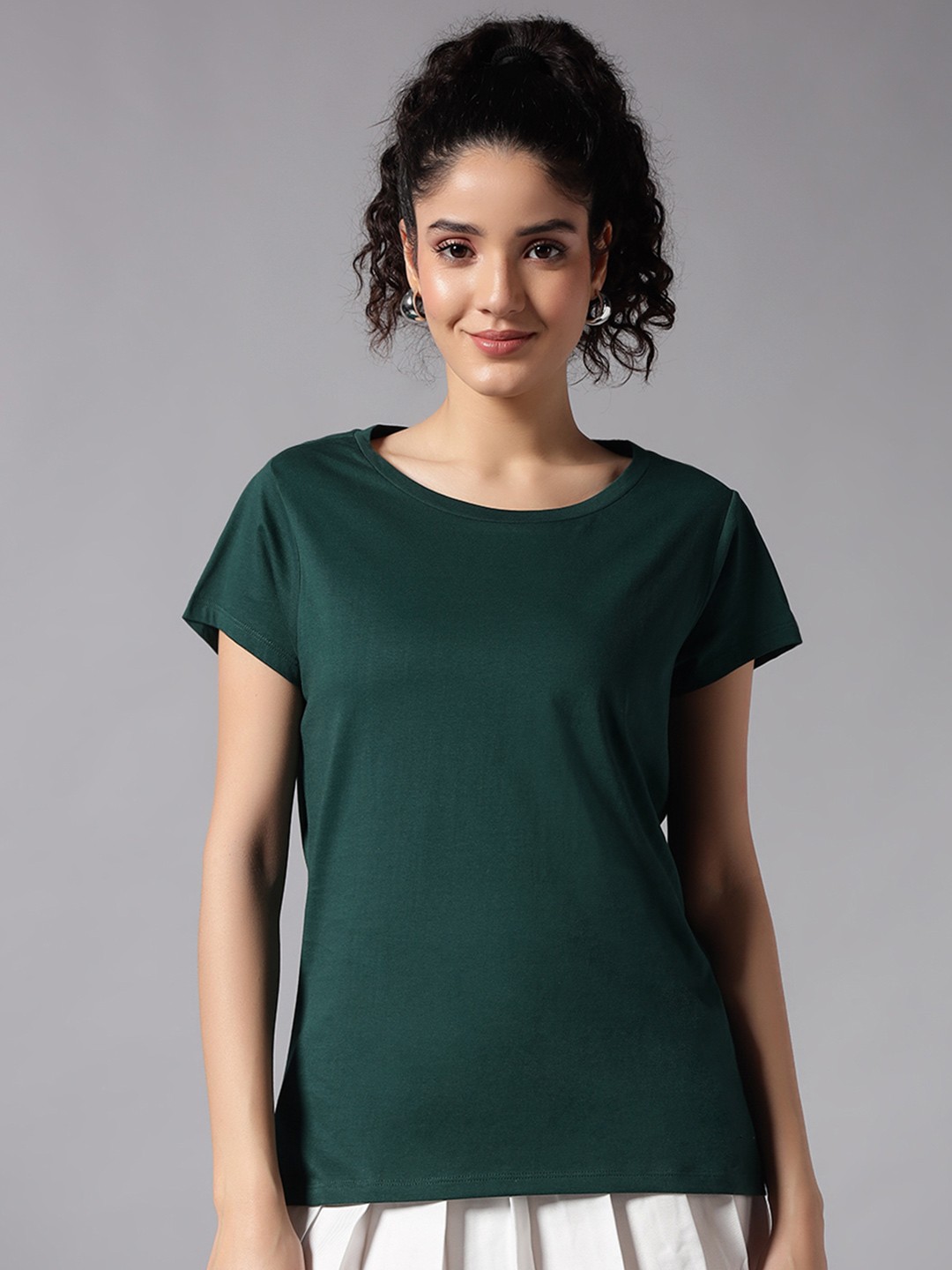 

Chemistry Women Pure Cotton Pockets T-shirt, Green