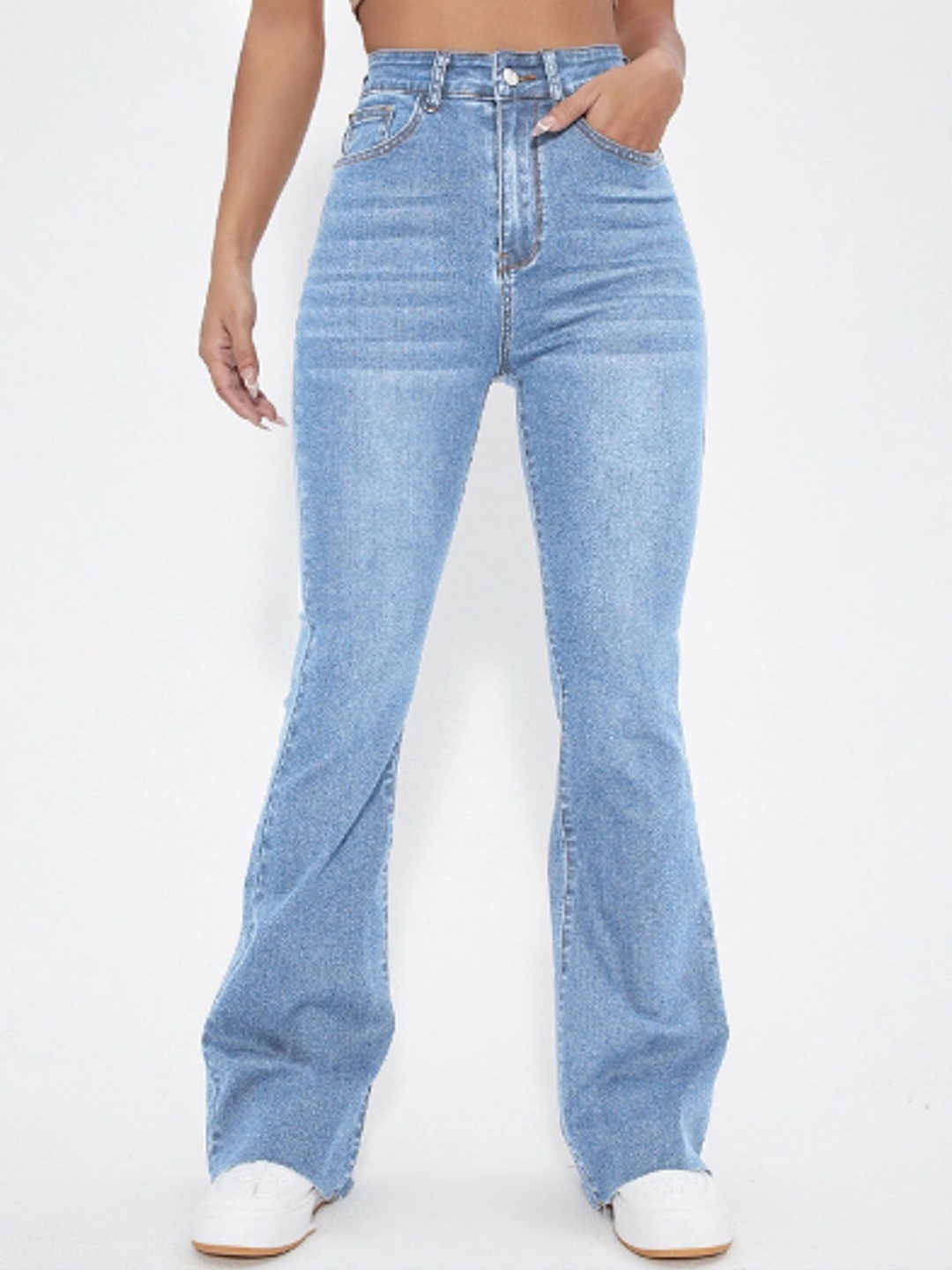 

BAESD Women Comfort Bootcut Light Fade Stretchable Jeans, Blue