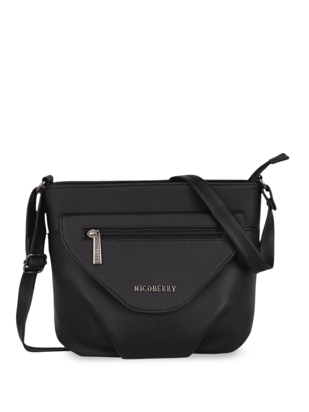

Nicoberry PU Structured Solid Sling Bag, Black