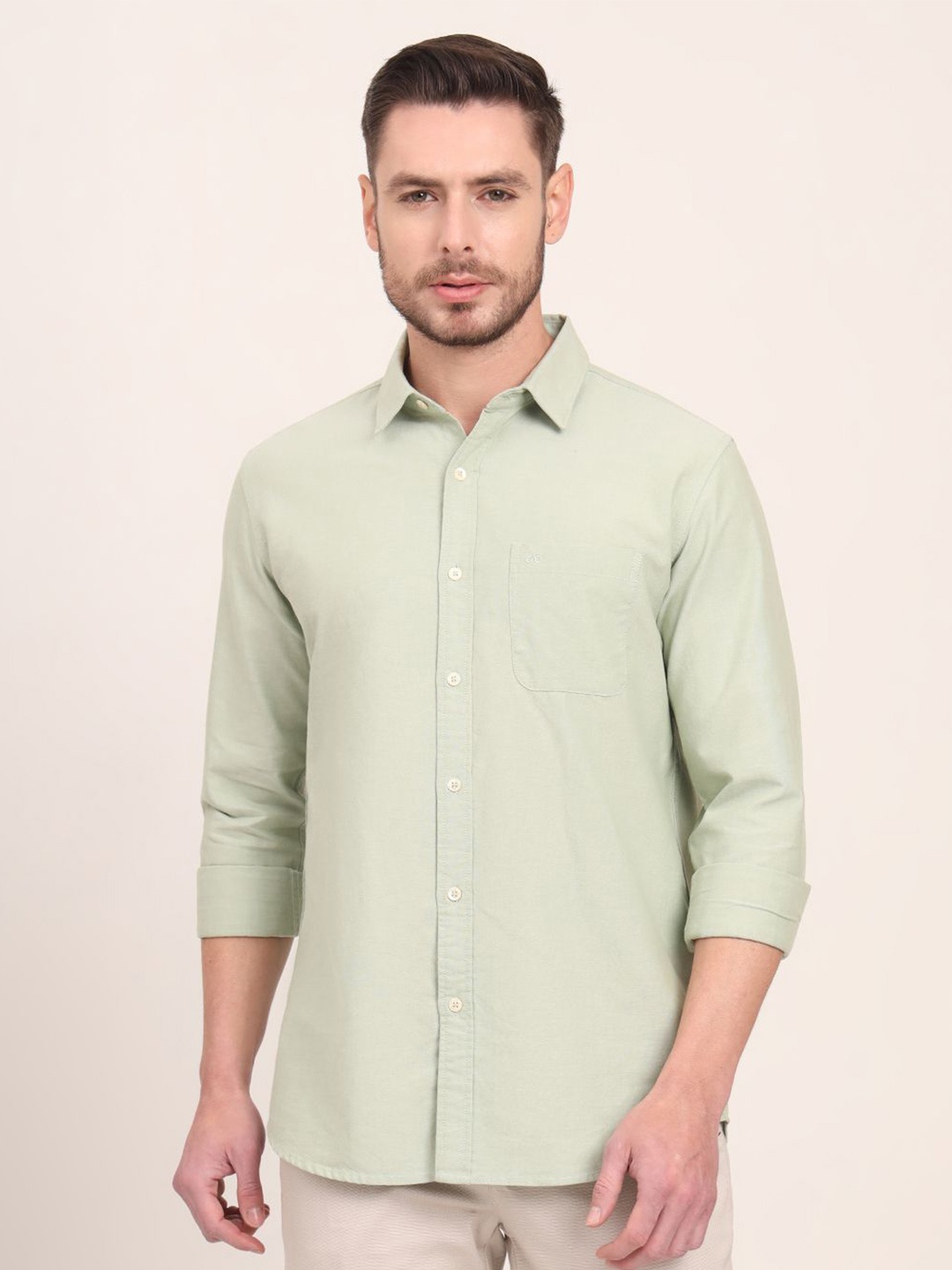 

JADE BLUE Men Slim Fit Opaque Casual Shirt, Green
