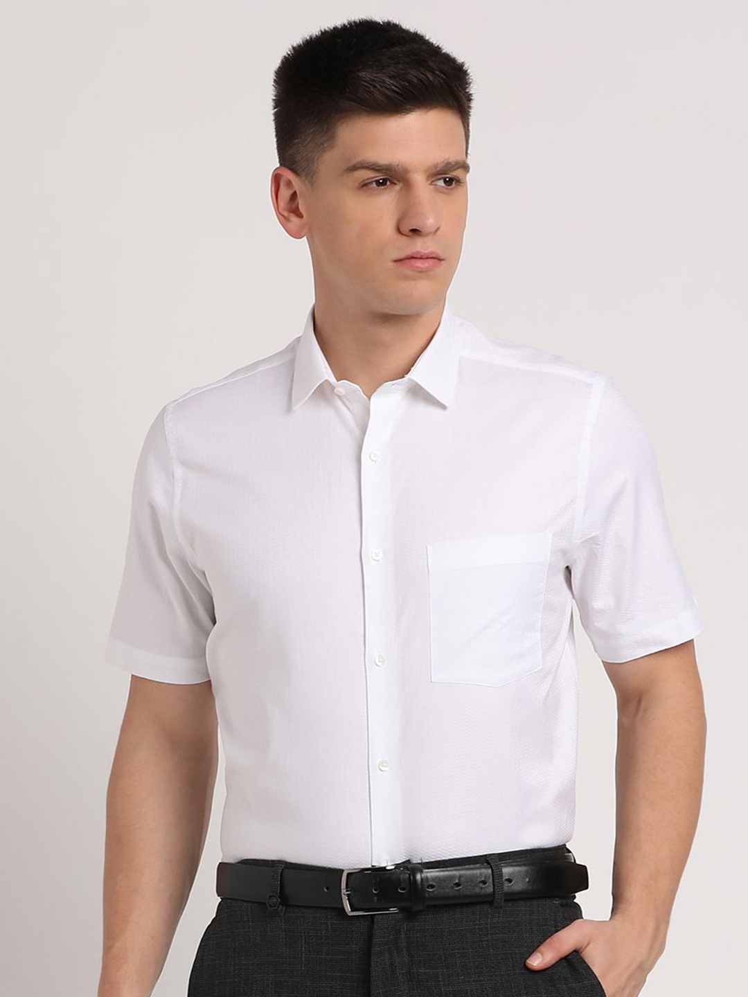 

Turtle Men Standard Opaque Formal Shirt, White