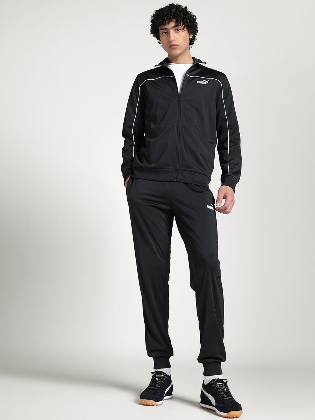 

Puma Printed Mock Collar Tracksuit, Black