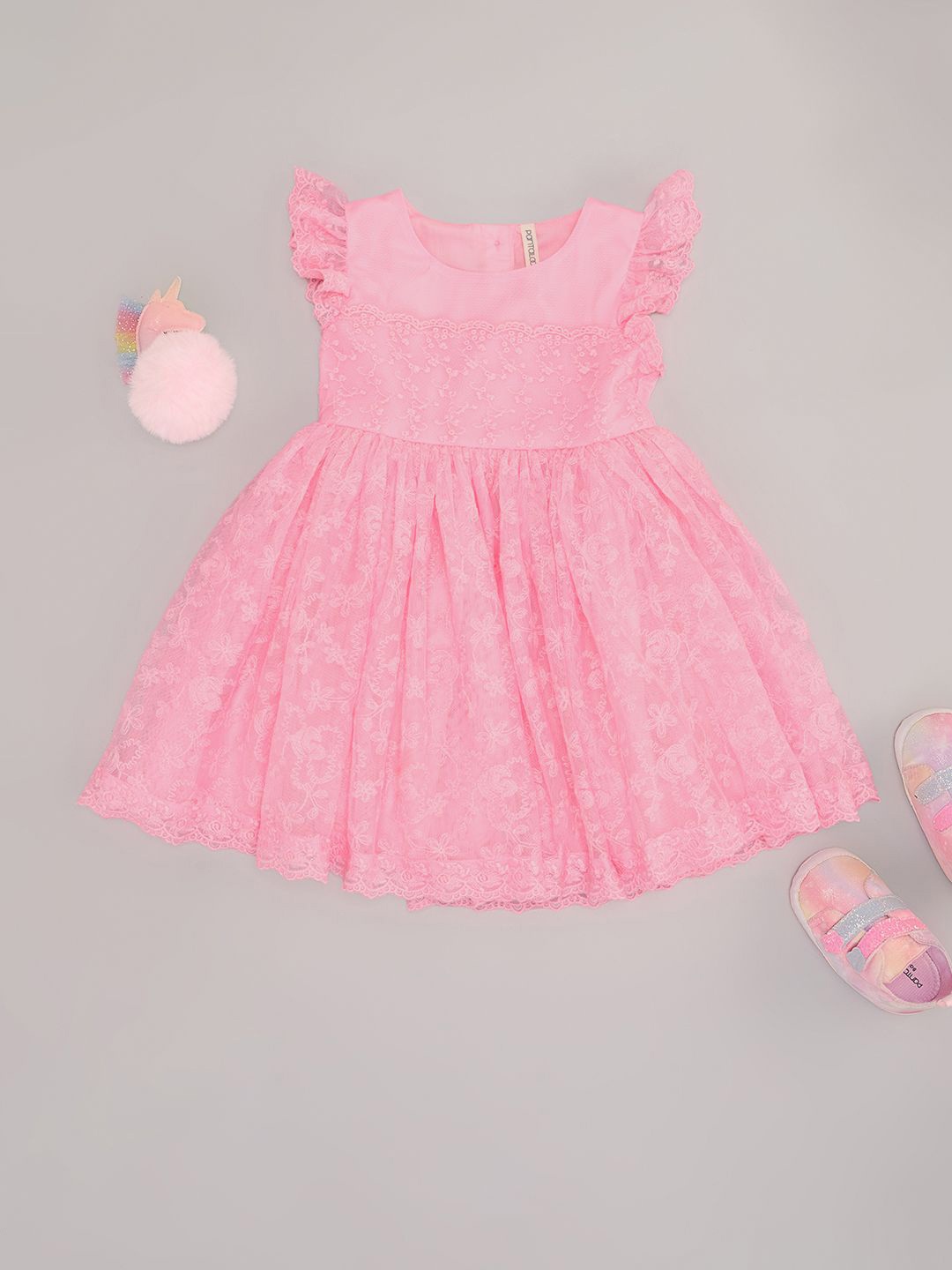 

Pantaloons Baby Flutter Sleeve Fit & Flare Dress, Pink